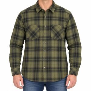 LA Police Gear Shirt Mens Large Green Plaid Core Flannel Snap Long Sleeve